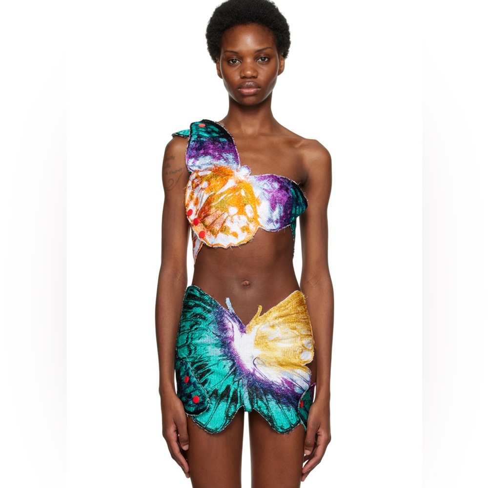 Masha Popova Multicolor Butterfly Bra and Skirt